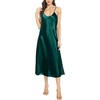 Lovasy Women Satin Nightgown Sexy Long Lingerie Dress S-XXL(Dark Green)