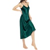 Lovasy Women Satin Nightgown Sexy Long Lingerie Dress S-XXL(Dark Green)