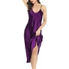 Lovasy Women Satin Nightgown Sexy Long Lingerie Dress S-XXL(Dark Purple)