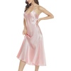 Lovasy Women Satin Nightgown Sexy Long Lingerie Dress S-XXL(Pink)