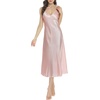 Lovasy Women Satin Nightgown Sexy Long Lingerie Dress S-XXL(Pink)