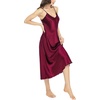 Lovasy Women Satin Nightgown Sexy Long Lingerie Dress S-XXL(Purplish Red)