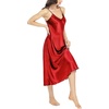 Lovasy Women Satin Nightgown Sexy Long Lingerie Dress S-XXL(Red)