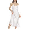 Lovasy Women Satin Nightgown Sexy Long Lingerie Dress S-XXL(White)