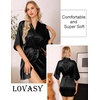Lovasy Women’s Satin Robes Silky Short Robe Sleepwear S-XXL(Black)