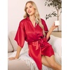 Lovasy Women’s Satin Robes Silky Short Robe Sleepwear S-XXL(Burgundy)