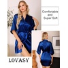 Lovasy Women’s Satin Robes Silky Short Robe Sleepwear S-XXL(Dark Blue)