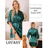 Lovasy Women’s Satin Robes Silky Short Robe Sleepwear S-XXL(Dark Green)