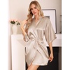Lovasy Women’s Satin Robes Silky Short Robe Sleepwear S-XXL(Deep Champagne)