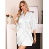 Lovasy Women’s Satin Robes Silky Short Robe Sleepwear S-XXL(White)