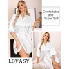 Lovasy Women’s Satin Robes Silky Short Robe Sleepwear S-XXL(White)