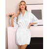 Lovasy Women’s Satin Robes Silky Short Robe Sleepwear S-XXL(White)