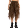 Lovasy Tulle Skirt for Women Layered Fairy Tutu Skirts S-3XL(Dark Brown)