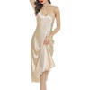 Lovasy Women Satin Nightgown Sexy Long Lingerie Dress S-XXL(Champagne)