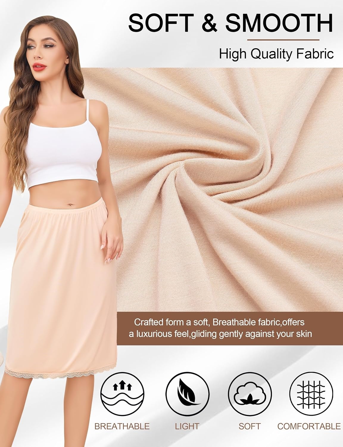 image:imageLovasy Half Slip for Women Under Dress Lace Skirt S3XLNude