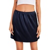 Lovasy Women Satin Half Slip Anti Static Soft Mini Skirt S-3XL(Navy Blue)