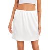 Lovasy Women Satin Half Slip Anti Static Soft Mini Skirt S-3XL(White)