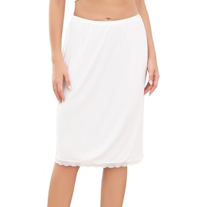 Lovasy Half Slip for Women Under Dress Lace Skirt S-3XL(White)