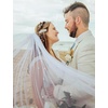 Lovasy Pearl Wedding Bridal Veil 1 Tier Long Veils with Metal Comb– Premium Wedding Accessories for Brides Bachelorette Party