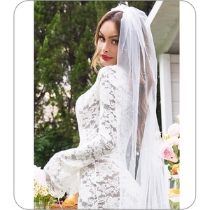 Lovasy Pearl Wedding Bridal Veil 1 Tier Long Veils with Metal Comb– Premium Wedding Accessories for Brides Bachelorette Party