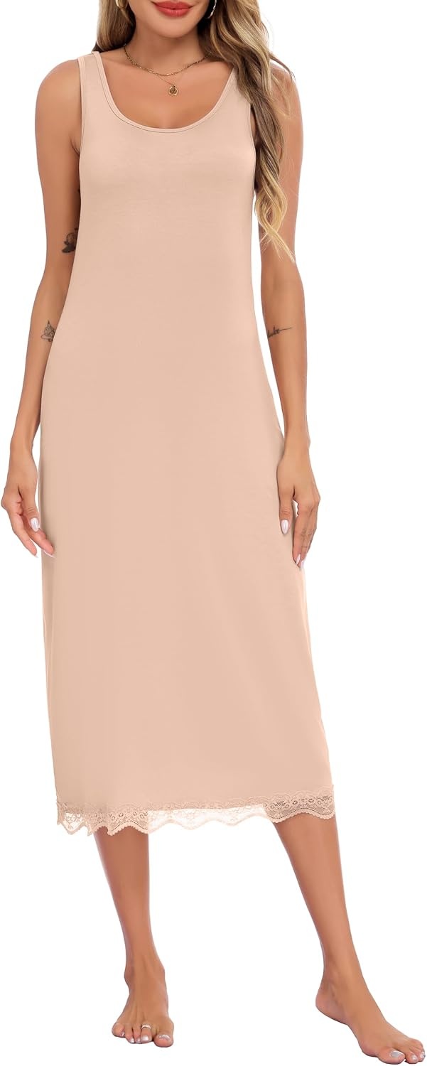 image:imageLovasy Full Slip for Women Under Dress Long Tank Dresses S3XLNude