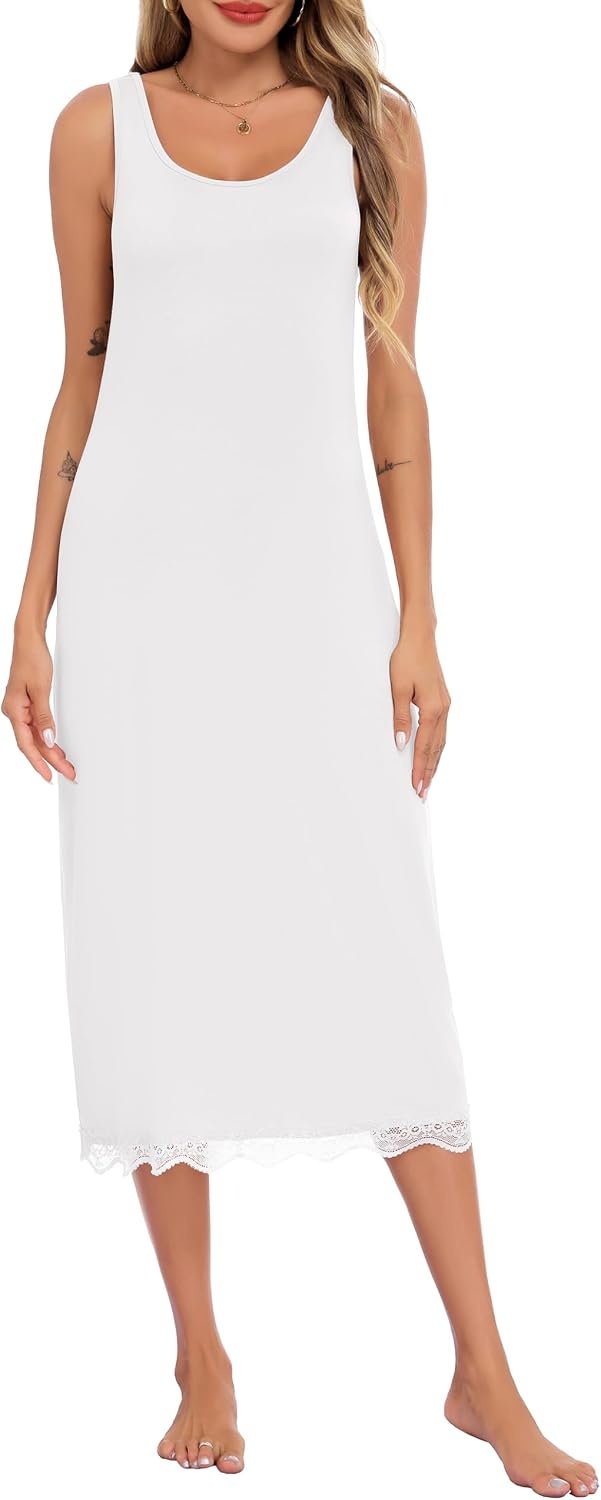 image:imageLovasy Full Slip for Women Under Dress Long Tank Dresses S3XLWhite