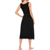 Lovasy Full Slip for Women Under Dress Long Tank Dresses S-3XL(Black)