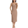 Lovasy Womens Tank Slip Dress V Neck Long Full Slips S-3XL(Coffee)