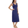 Lovasy Womens Tank Slip Dress V Neck Long Full Slips S-3XL(Navy Blue)