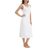 Lovasy Womens Tank Slip Dress V Neck Long Full Slips S-3XL(White)