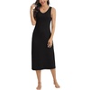 Lovasy Womens Tank Slip Dress V Neck Long Full Slips S-3XL(Black)