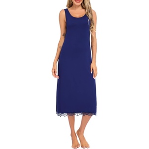 Lovasy Full Slip for Women Under Dress Long Tank Dresses S-3XL(Navy Blue)