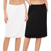 Lovasy Women 2 Pieces Half Slip Lace Long Underskirt S-3XL(Black & White)